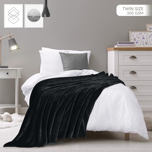 Utopia Bedding Fleece Blanket Twin Size Black 300GSM Luxury Anti-Static Fuzzy Soft Microfiber Bed Blanket (60x80 Inch) Utopia Bedding