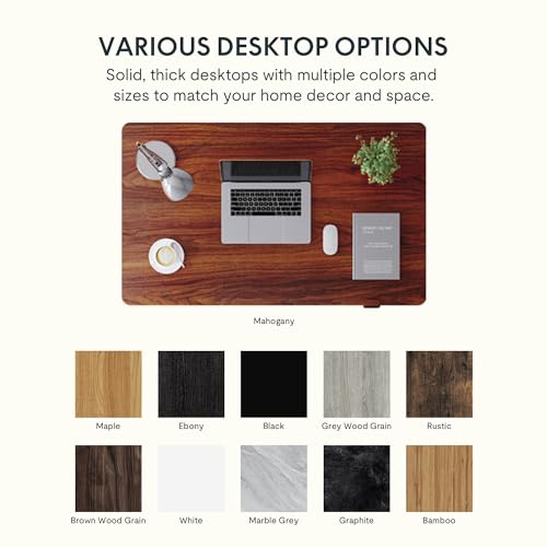 FLEXISPOT Standing Desk 55 x 28 Inches Electric Stand Up Desk Workstation, Whole-Piece Desk Board Home Office Computer Height Adjustable Desk (Black Frame + 55" Mahogany Top 2 Packages) FLEXISPOT