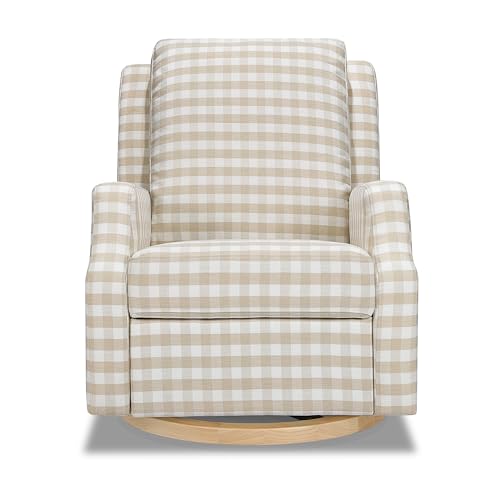 Namesake Crewe Glider Recliner Nursery Chair - GREENGUARD Gold & Certi-PUR US Certified Rocker Recliner - Glider Rocking Chair for Nursery & Living Room - Manual, 360° Swivel, Tan Gingham