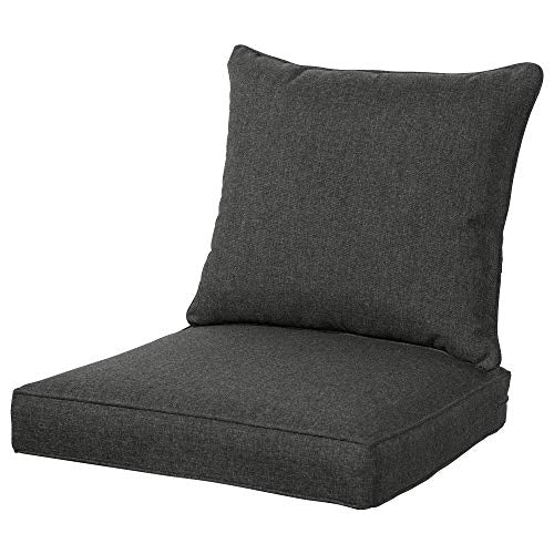 QILLOWAY Polyester Outdoor Chair Cushion Set,Outdoor Cushions for Patio Furniture, All Weather.Charcoal Grey/Black QILLOWAY