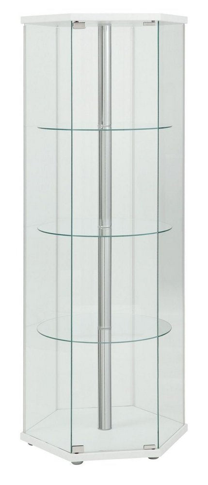 4-shelf Hexagon Shaped Curio Cabinet White and Clear 950001 Coaster Home Furnishings