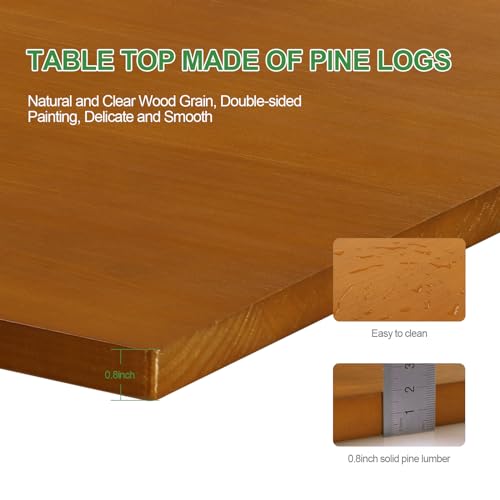 RêveLife 31.5 Inch Wall Mounted Folding Table Solid Pine Wood Floating Desk Industrial Rustic Workbench Heavy Duty Drop-Leaf Table Computer Bar Dining Table for Laundry Room Small Space Office, Brown RêveLife