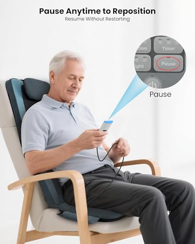 COMFIER Shiatsu Back Massager with Heat, Dual Motor 3D Rollers, Long Track Deep Tissue Kneading, Foldable Massage Chair Pad with Adjustable Height for Back Tension & Muscle Stiffness COMFIER