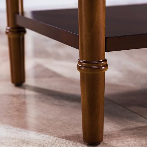 Leick Home Coastal Console Table, Solid Wood, with Drawer and Shelf, for Entryways, Hallways, and Living Rooms, Pecan Brown, 20027-PC Leick Home