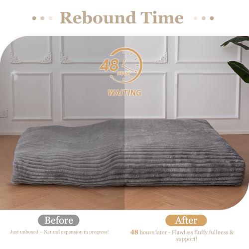 YOSHOOT 8 Inches Futon Mattress, Thick Futons Sofa Bed Couch, Floor Mattress for Adults, Shredded Foam Filling(Frame Not Included), Medium Firm, Full Size YOSHOOT