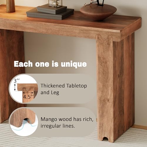 Merax Farmhouse Mango Wood Entryway Table, Minimalist Narrow Console Tables for Hallway, Living Room, Foyer, Easy Assemble, Honey Merax