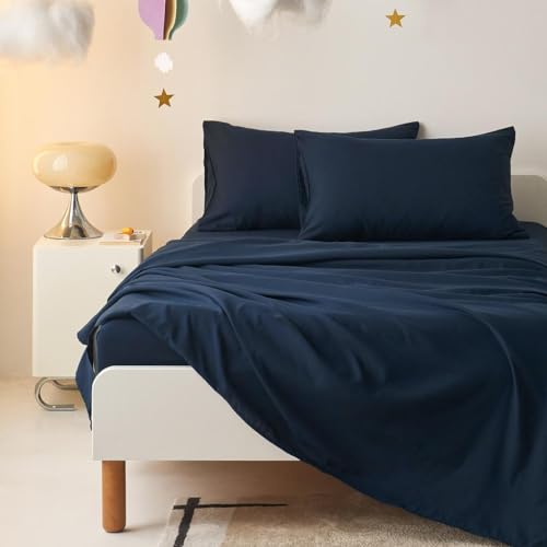 Wake In Cloud - Space Bedding Set for Boys, Star Outer Space Galaxy Patterned Soft Lightweight Comforter Set with Sheets, 5 Pieces Kids Bed in a Bag, Navy Blue, Twin Size Wake In Cloud