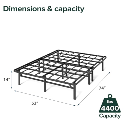 ZINUS SmartBase Super Heavy Duty Mattress Foundation with 4400lbs Weight Capacity, 14 Inch Metal Platform Bed Frame, No Box Spring Needed, Sturdy Steel Frame, Underbed Storage, Full Zinus