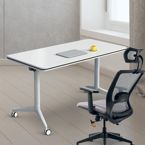 Folding Conference Table On Wheels Conference Room Table Flip Top Mobile Office Training Room Table Meeting Room Table Foldable Meeting Tables Rolling Meeting Table With Silent Wheels(6pack120*60*75) czxhaery