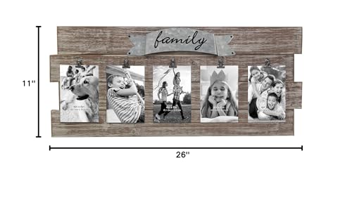 Stonebriar Rustic Wood Collage Picture Frame with Clips and Metal Detail Brown 26" x 11" Stonebriar