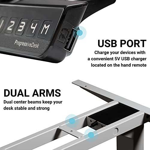 Standing Desk Corner Frame. Adjustable Height and Width Legs with Triple Electric Motors for Home Office L Shaped Desk FLT-05 Grey PROGRESSIVE AUTOMATIONS
