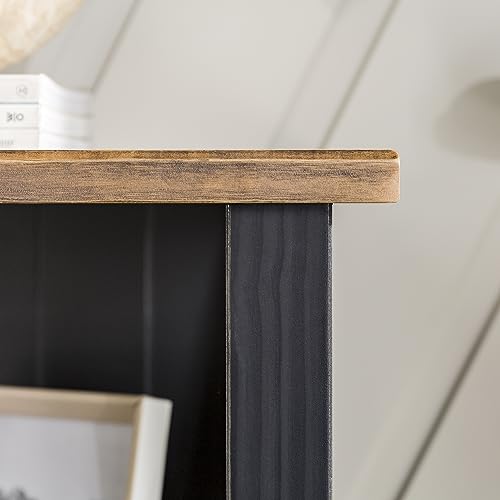 Walker Edison Farmhouse Wood Bookcase with 2 Fixed Shelves - 52 Inch, Black Storage Cabinet for Home Office Walker Edison