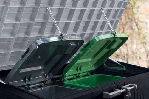 Keter Store-It-Out Prime XL 4.75 x 2.6 Foot Resin Outdoor Storage Shed with Double Doors and Easy Lift Hinges, Perfect for Trash Cans, Garden and Yard Tools, and Pool Toys, Black Keter