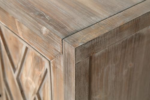 LUMISOL Sideboard Buffet Cabinet, Solid Wood Storage Sideboard with 4 Doors, Retro Style Kitchen Sideboard Buffet, Farmhouse Console Table for Living Room, Dining Room, Hallway, Entryway, Rustic Brown LUMISOL