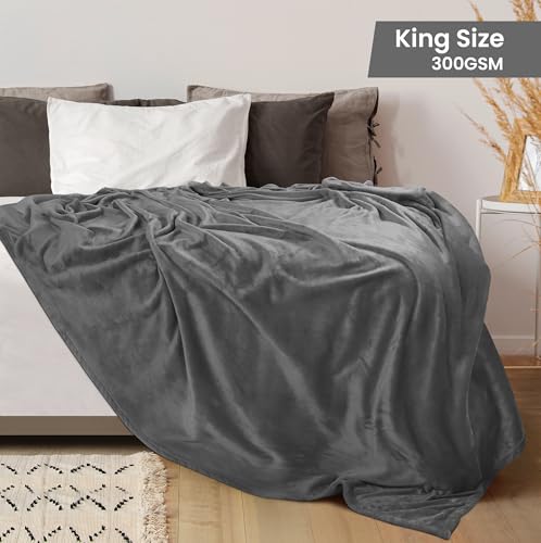 Utopia Bedding Fleece Blanket King Size Grey (90x102 Inches) Ultra Soft Warm Lightweight Microfiber Breathable Anti-Static Cozy Winter Bed Blanket, All-Season Home Decor Gift for Men & Women Utopia Bedding