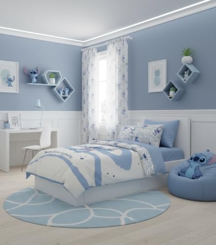 Disney Stitch Reversible Bedding Set Single | Duvet Cover 140 x 200 cm + Pillowcase 60 x 65 cm | 100% Cotton | Soft Breathable Bedding Set BrandMac