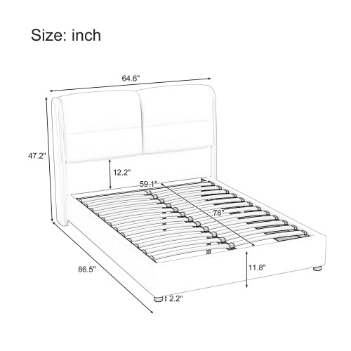 anwickjeff Murphy Bed Queen with Hydraulic Storage System, LED Light and USB Ports, Lift Up Storage Bed Frame Queen Size with Soft Headboard,Modern Queen Upholstered Bed, No Box Spring Needed (Beige) anwickjeff