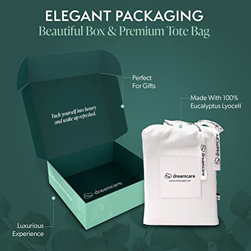 DREAMCARE 100% Eucalyptus Sheets, Full Bed Sheets, Tencel, Lyocell | Full Size Sheet Sets, Cool Sheets for Hot Sleepers - Premium Full Size with Deep Pockets + 2 Side Pockets - 6 pcs DREAMCARE