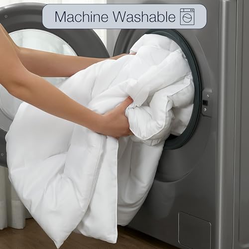 Casual Living Twin XL Duvet Insert Comforter Cooling Blanket Lightweight Hypoallergenic Reversible White Comforter Fluffy Bedding Down Alternative Washable for College Dorm Essentials, Twin XL, White CASUAL LIVING