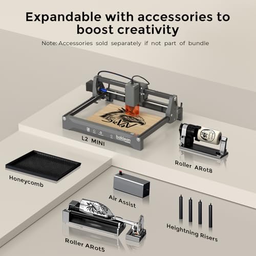 Laser Engraving Machine 10W 10000mW L2 Pre-Assembled Desktop Laser Engraver Cutter ±0.01mm High-Precision Wireless APP Supported for DIY Metal Wood Acrylic Leather Glass Fiber(Class 1) (10W) baklean