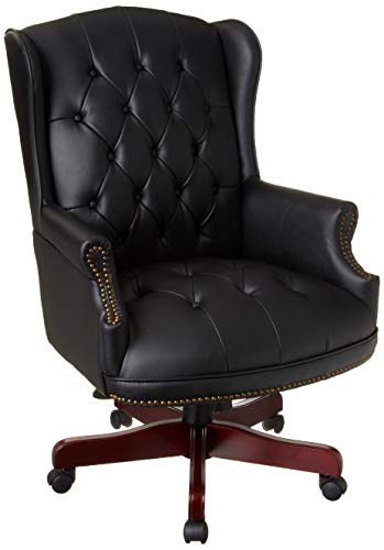 Boss Office Products Wingback Traditional Chair , Leather, in Black Boss Office Products