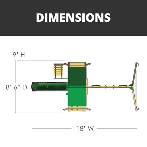 Gorilla Playsets 01-1033 Ozark II Wood Swing Set with Green Vinyl Canopy, Rock Wall, and Punching Ball Gorilla Playsets