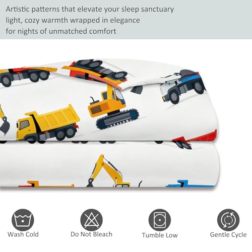 3-Piece Double-Sided Printed Duvet Cover Set Single – Soft Microfiber Bedding with Minimalist Car Cartoon Design with Zipper Closure,Includes 1 Duvet Cover + 2 Pillowcases Multicolor Generic
