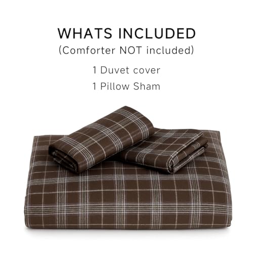 Erwinmu Plaid Duvet Cover Set Twin Size,Brown Blue Gingham Patterned Bedding Set for Girls Boys,Modern Soft Breathable Microfiber Comforter Cover 2 Pieces with Zipper Closure and 1 Pillow Sham Erwinmu
