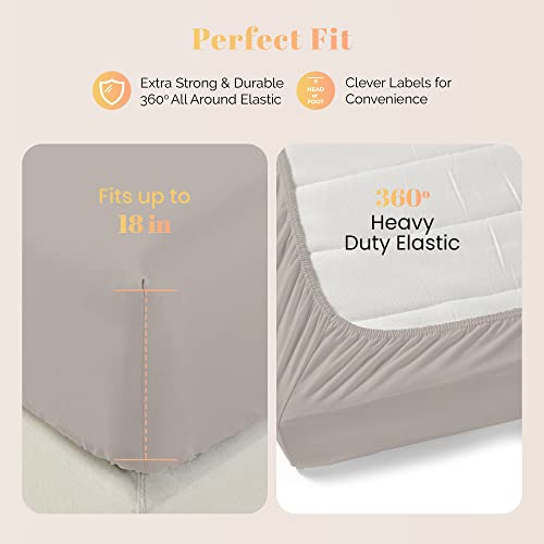Ashton Sheets 100% Egyptian Cotton Sheets Full Size - 800 Thread Count 4 PC Deep Pocket Full Size Sheets Set, Silky Soft Cooling Sateen Weave Luxury Hotel Sheets, Fits Mattress Upto 18" - Taupe Ashton Sheets