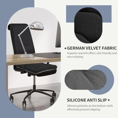 BUYUE Good Support Office Chair Cushion Padded, Soft Velvet Comfortable Non-Slip Seat Cushion for Computer Desk Kitchen Chair (1 Count, Black) BUYUE