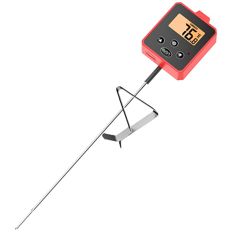 Digital Candy Thermometer with Pot Clip,Alarm Function,10'' Long Probe,Rotatable Display, Programmable Instant Read Food Candy Thermometer for Candy Making,Candle Smoker, Oil Cooking Efeng