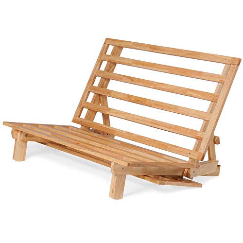 Nirvana FUTONS Queen Size Tri-Fold Wood Futon Sofa Bed Lounger Frame - (Space Saver, Natural Finish) Ideal for Small Spaces, RVs, and Dorm Furniture Nirvana Futons