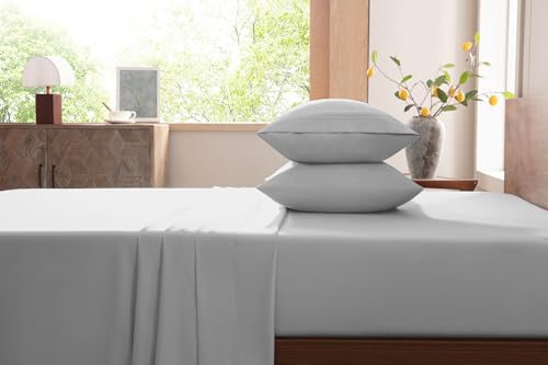 MISSQ Queen Size Bed Sheets Set - Cooling, Extra Soft, Wrinkle & Fade Resistant, Hypoallergenic - 4 Piece Hotel Luxury Microfiber Sheets with 16 Inch Deep Pocket, Queen, Gray MISSQ