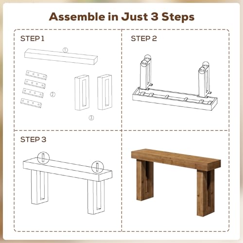 HOKYHOKY Solid Wood Entryway Table, 70-Inch Long Farmhouse Console Tables, Rectangular Behind Couch Table, Wooden Sofa Tables for Hallway, Entrance, Foyer, Living Room HOKYHOKY