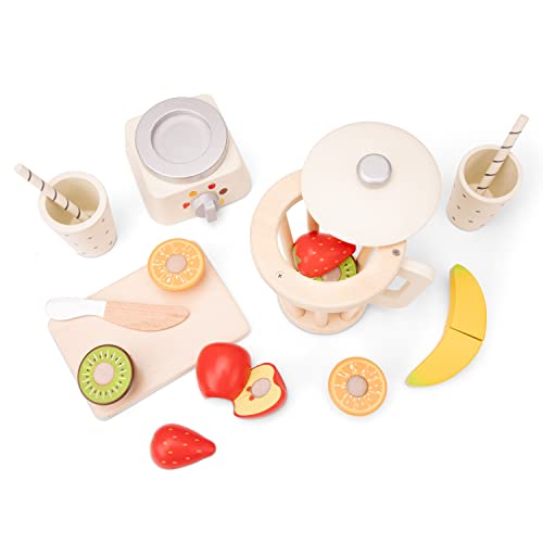 New Classic Toys Wooden Smoothie Set - Pretend Play Toy for Kids Cooking Simulation Educational Toys and Color Perception Toy for Preschool Age Toddlers Boys Girls New Classic Toys
