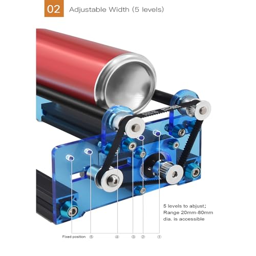 TWOTREES 360°Laser Rotary Roller,Y-axis Rotary Roller Engraving Module with Engraver Heightening Column for Engraving Cylindrical Objects Cans (Engraving Axis Tools+Engraver Heightening Column) YUYUEMI