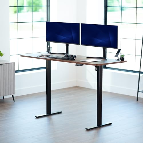 VIVO Electric 71 x 30 in Rustic Standing Desk, Memory Height Adjustment, 1B Series, Holds 220 lbs, Vintage Brown Top Black Frame, DESK-KIT-1B7N VIVO