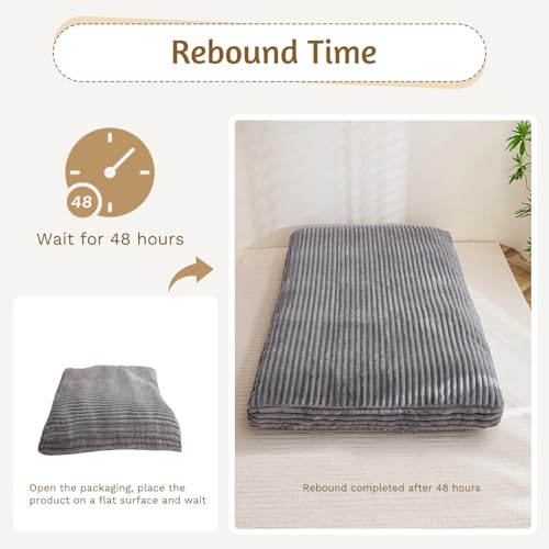 YOSHOOT 6 Inches Futon Mattress Full Size, Thick Futons Sofa Bed Couch, Floor Mattress for Adults, Shredded Foam Filling(Frame Not Included), Medium Firm, Grey YOSHOOT