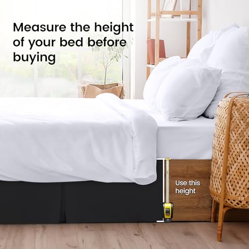 Utopia Bedding Full Bed Skirt - Soft Quadruple Pleated Ruffle - Easy Fit with 16 Inch Tailored Drop - Hotel Quality, Shrinkage and Fade Resistant (Full, Black) Utopia Bedding