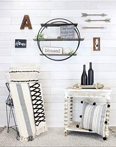 AuldHome Design Boho Farmhouse Throw, Black and Off White 50 x 60 Inch Striped Blanket AuldHome Design