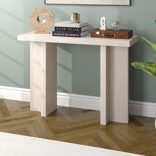 Henn&Hart 42" Wooden Rectangular Console Table Entryway Table, Sofa Table for Entryway, Living Room, Couch, Hallway, or Office, Beech White Henn&Hart