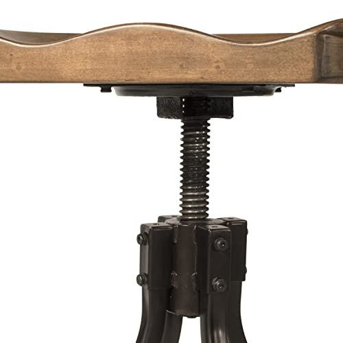 Hillsdale Worland Backless Metal Adjustable Height Stool with Wood Saddle Seat, Brown Hillsdale