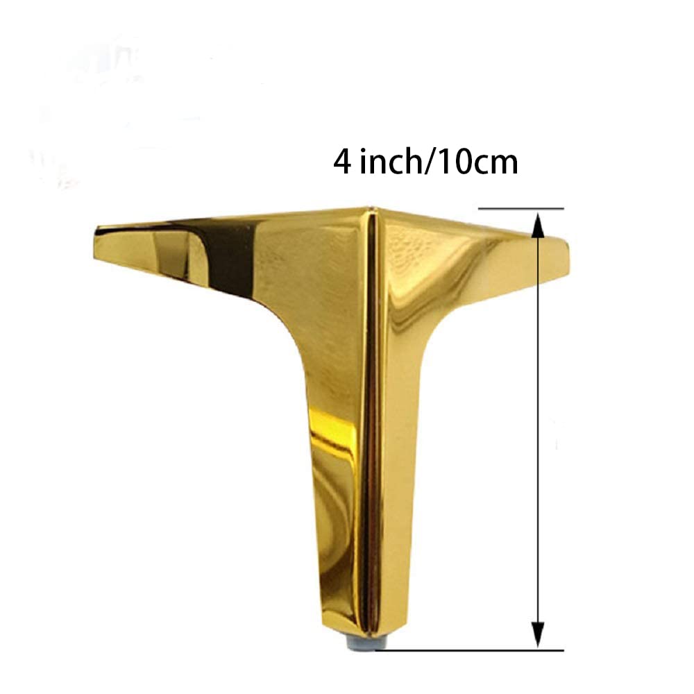 WANLIAN 4 Inch Furniture Legs, Metal Furniture Legs for Cabinet Sofa TV Stand Bookcase 4Pcs (Gold) WANLIAN