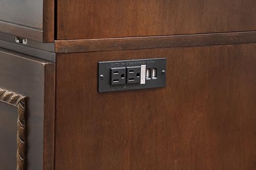 Mega Solutions Venetian Murphy Cabinet Bed with Deepest Storage Drawer On The Market and USB Charging Station (Queen, Dark Walnut) Mega Solutions