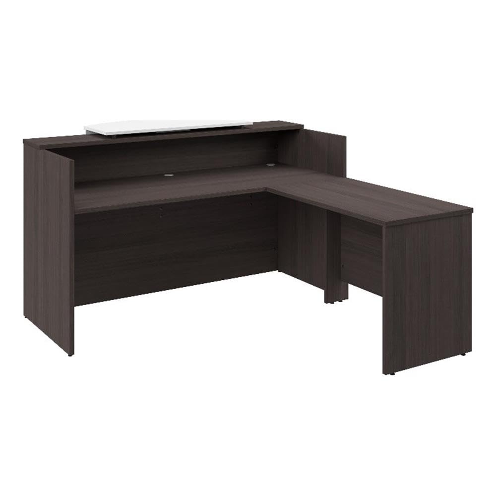 Bush Business Furniture Arrive 72W x 72D L Shaped Reception Desk with Counter in Storm Gray, Modern Receptionist Station for Office Waiting Room Bush Furniture