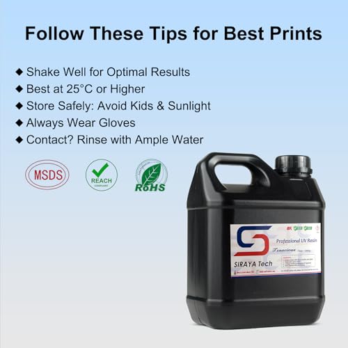 Siraya Tech Tenacious 3D Printer Resin Flexible 405nm UV-Curing Resin with High Impact Resistance Standard Photopolymer Resin for LCD DLP 3D Printing (2000g, Clear) Siraya Tech