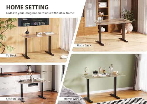 Claiks Dual Motor Standing Desk Frame, Electric Stand Up Desk Legs Frame Workstation Up to 63",T-Shaped Adjustable Standing Computer Desk for Home and Office, (Black Frame only) Claiks
