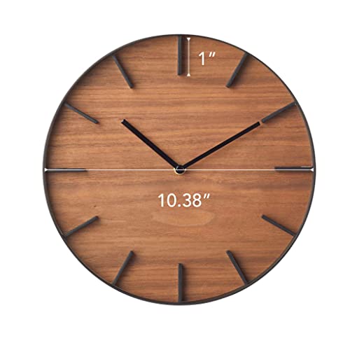 Yamazaki Home Wall Clock - Modern Wood Home Decoration Steel + Wood One Size Walnut YAMAZAKI