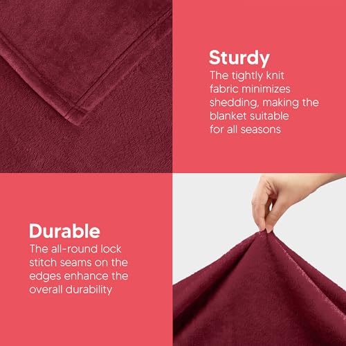 Utopia Bedding Fleece Blanket King Size Burgundy 300GSM Luxury Anti-Static Fuzzy Soft Microfiber Bed Blanket (90x102 Inch) Utopia Bedding