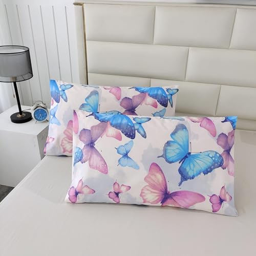 SDIII 3PCS Colorful Butterfly Comforter Set Full, Soft Microfiber Lightweight Full Butterfly Comforter, Butterflies Bedding for Girls Boys Kids Teens SDIII
